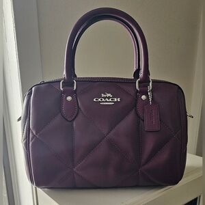 Coach Rowan Satchel with Puffy Diamond Quilting Deep Berry